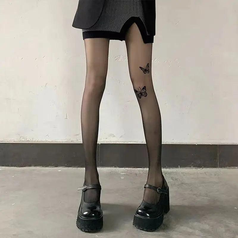 seamless women sexy lingerie for comfortSexy Women Black Butterfly Tights Vintage