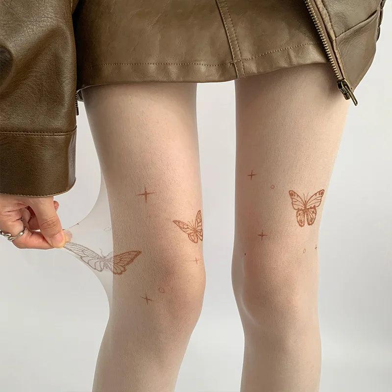 sheer women sexy lingerie layersSexy Women Skin Butterly Tights Vintage