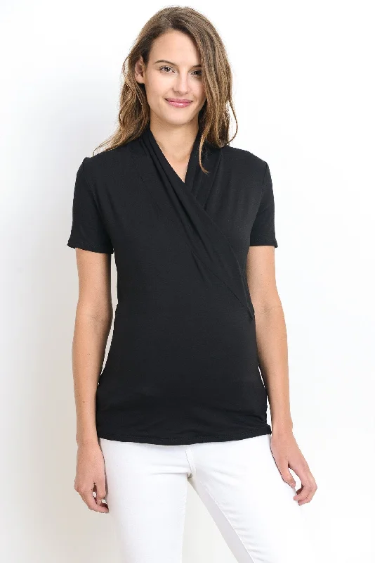 moisture wicking convertible brasSolid Short Sleeve Maternity & Nursing Surplice Top moisture wicking convertible brasSolid Short Sleeve Maternity & Nursing Surplice Top