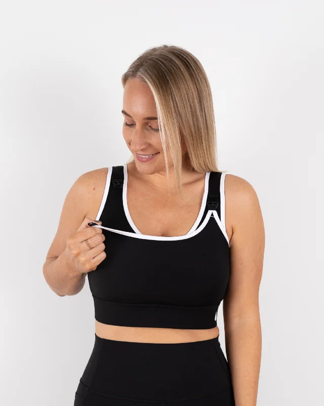 padded wireless bras for light supportAllegra Breastfeeding Crop - Black