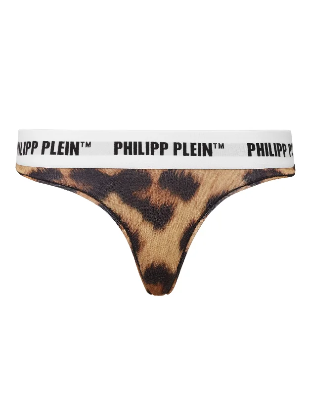 anti - chafing women thongs for long - distance runnersThong Leopard