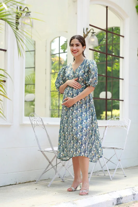 t - shirt bras for a smooth look under clothesTropical Forest Green Maternity & Nursing Dress