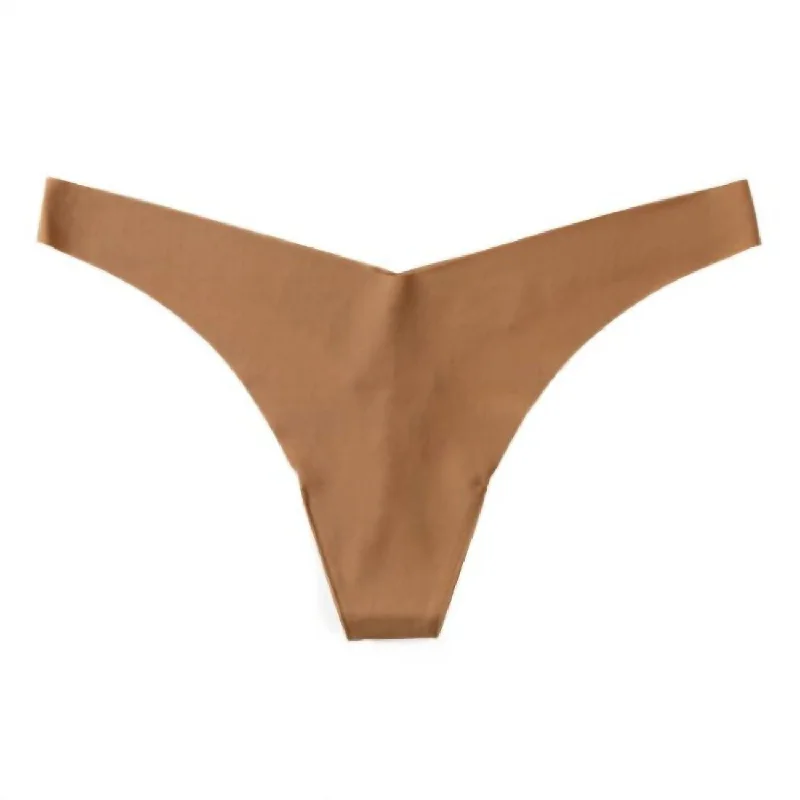 seamless beaded women thongs for a sophisticated designWomen's Classic Solid Tiny Thong In Caramel