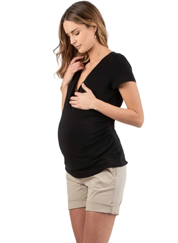 plunge push up bras for a bold lookWrap Maternity & Nursing Top - Black