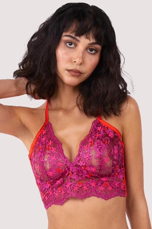 Bra with moisture - wicking lining for sweaty situations​ Hot Pink Lace Bralette