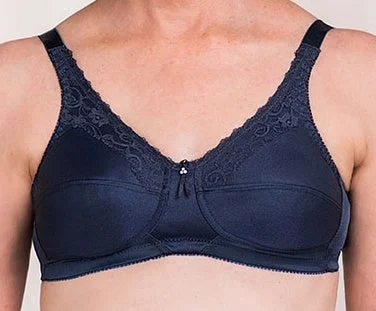 Bra with a detachable strap for easy washing *FINAL SALE* Mastectomy Bra 'Barbara Lace Accent Soft Cup' Midnight Blue Bra with a detachable strap for easy washing *FINAL SALE* Mastectomy Bra 'Barbara Lace Accent Soft Cup' Midnight Blue