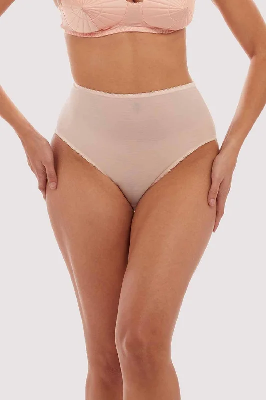 Bra with a nylon - lined cup for stretch and support​ Elsie Peach Mesh Classic High Waist Brief