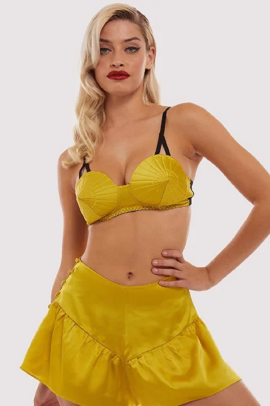 Bra with a lace - trim for an elegant and delicate touch​ Retro Futuristic Bullet Bra Chartreuse