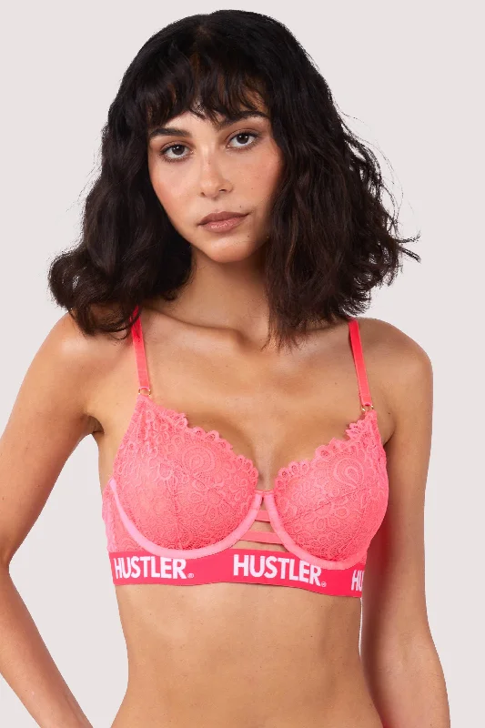 plus size bralette bras for comfortBranded Hot Pink Lace Bra