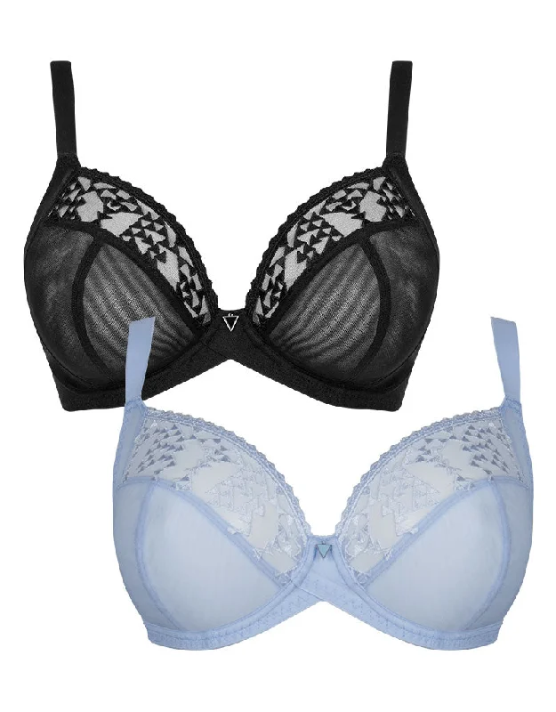 plus size bralette bras for comfortCurvy Kate Centre Stage Full Plunge Bra 2-Pack Black and Icy Blue