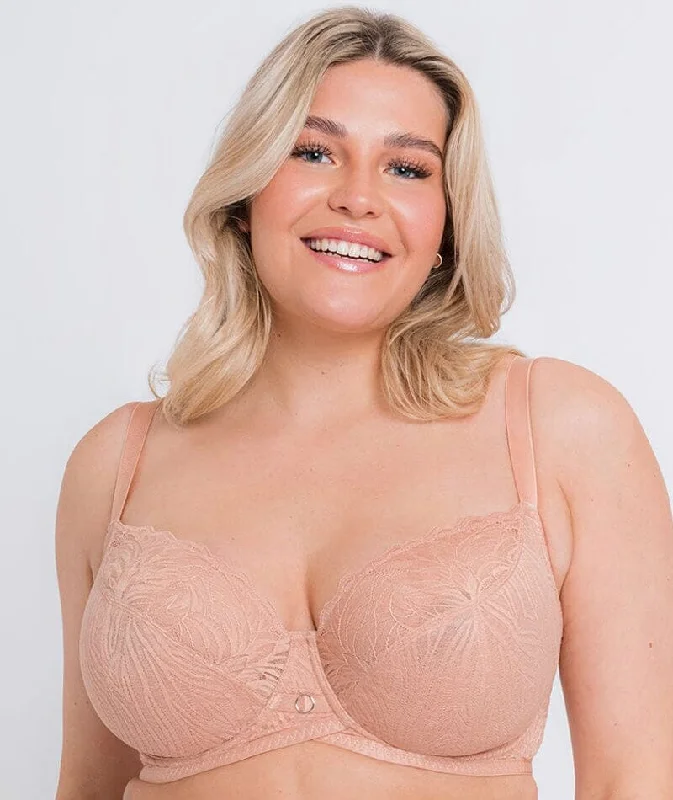 seamless t - shirt bras for everyday wearCurvy Kate Lace Daze Balcony Bra - Latte