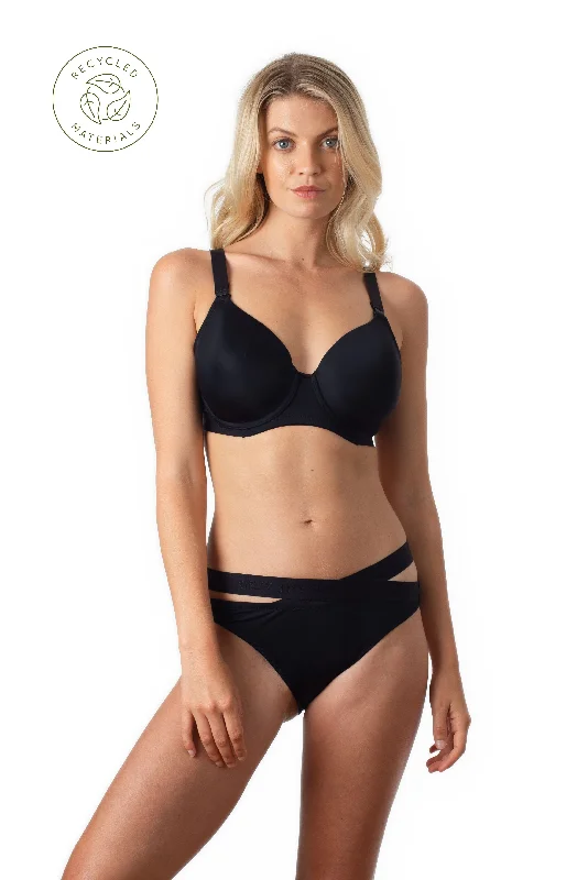 Bra with a matte finish for a more subdued appearance​ DEFY CONTOUR BLACK NURSING BRA - FLEXI UNDERWIRE