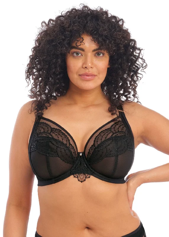 Bra with a removable padding for customizable support Elomi Priya 4550 Plunge Black Tulle Bra Bra with a removable padding for customizable support Elomi Priya 4550 Plunge Black Tulle Bra
