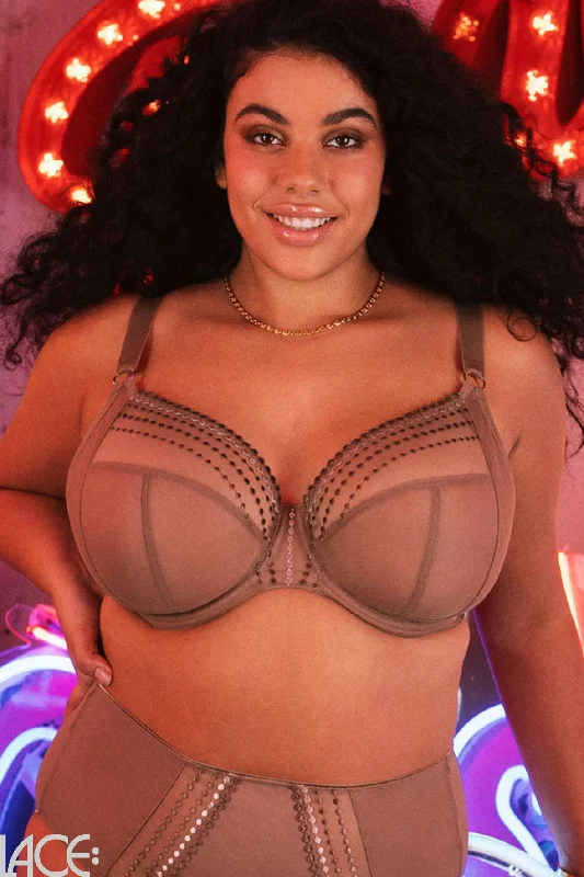 Bra with padded straps to reduce shoulder strain​ Elomi Matilda Plunge Underwire with J-Hook #8900 Black
