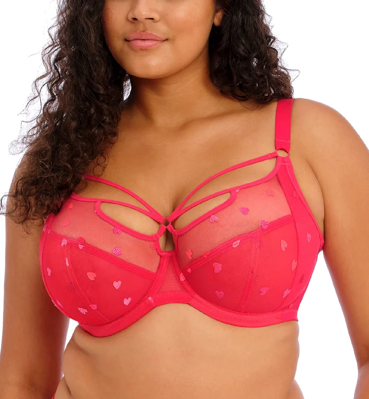 Bra with a plus - size customized fit option for a perfect fit Elomi Sachi Strappy Plunge Underwire Bra (4353) - Red Confetti Bra with a plus - size customized fit option for a perfect fit Elomi Sachi Strappy Plunge Underwire Bra (4353) - Red Confetti