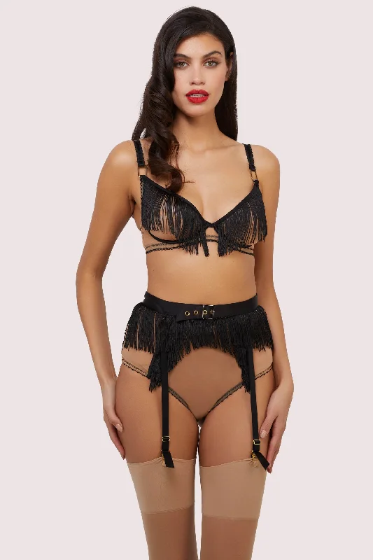 convertible sports bras for versatile useEsme Illusion Net and Fringe Push Up Plunge Set convertible sports bras for versatile useEsme Illusion Net and Fringe Push Up Plunge Set