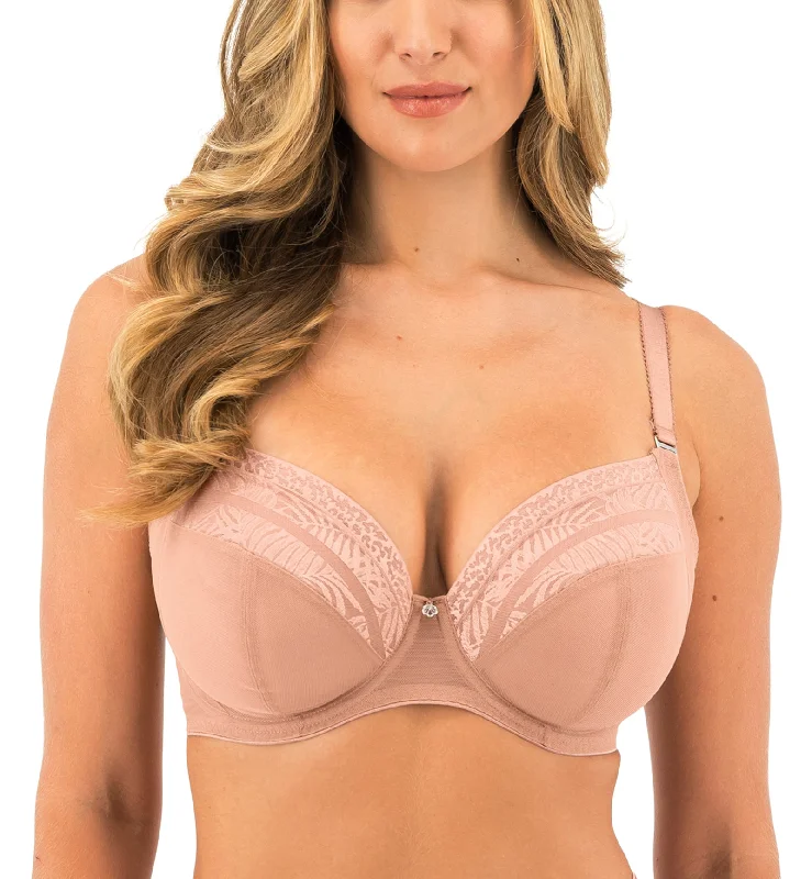 Bra with a breathable lining for a cool feel​ Fantasie Devote Side Support Plunge Underwire Bra (102436) - Cafe Au Lait