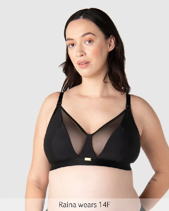 Bra with a plus - size bralette style for a trendy look​ Flawless Wirefree Nursing Bra - Black