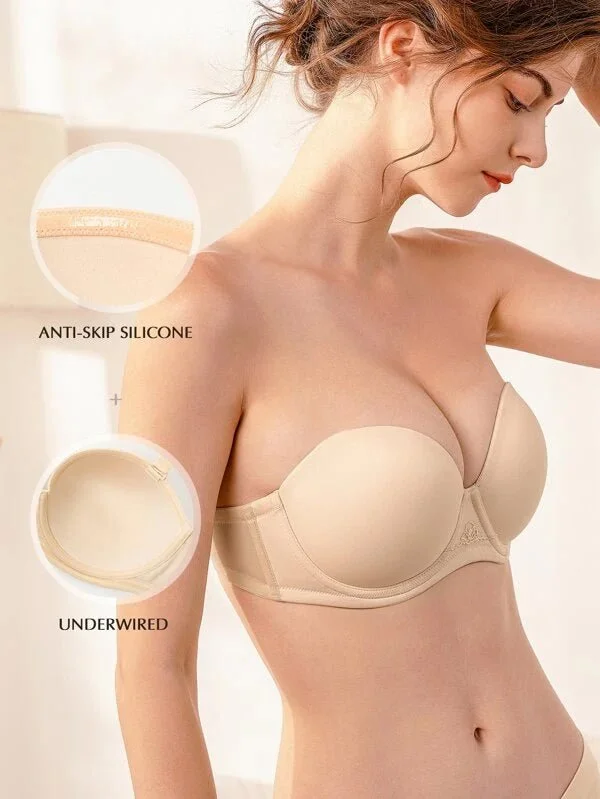 Bra with a plus - size seamless design for a smooth look​ Strapless Multi-way Contour Underwire Bra Nude