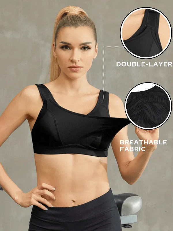Bra with a low - cut cup for a more revealing style High Impact Bounce Adjustable Workout Bra Black Bra with a low - cut cup for a more revealing style High Impact Bounce Adjustable Workout Bra Black