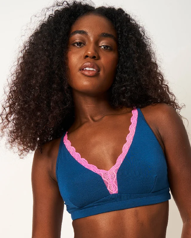seamless backless bras for summer dressesLace Plunge Bra - Midnight Neon Pink