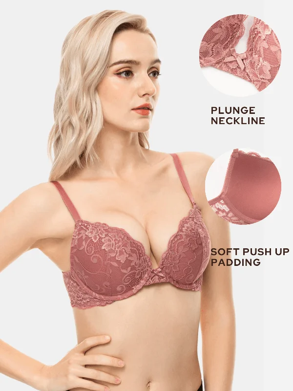 Polyester bras with moisture - wicking properties Lace Push Up Bra Lightly Padded Demi Plunge Bra Cinnabar Red Polyester bras with moisture - wicking properties Lace Push Up Bra Lightly Padded Demi Plunge Bra Cinnabar Red