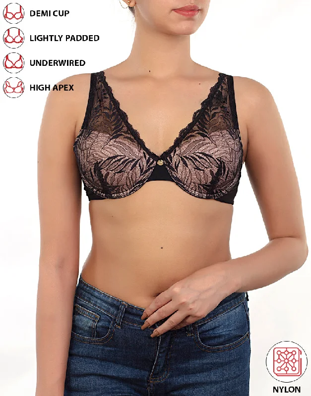 supportive underwire bras for large bustsLOSHA DEMI CUP HIGH APEX FEATHER LIGHT PADDED LACE CUP BRA-BLACK supportive underwire bras for large bustsLOSHA DEMI CUP HIGH APEX FEATHER LIGHT PADDED LACE CUP BRA-BLACK