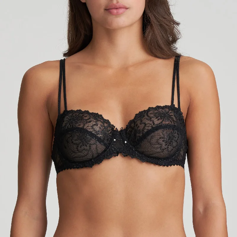 Bra with a silk - lined cup for a luxurious texture Marie Jo Jane Soft Cup Balcony Bra in Black Bra with a silk - lined cup for a luxurious texture Marie Jo Jane Soft Cup Balcony Bra in Black