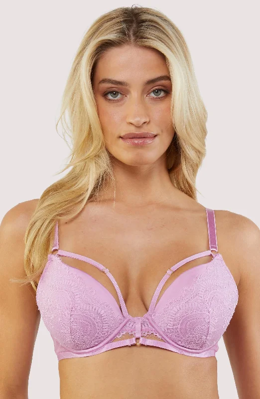 balconette bras for a sexy necklineMarlie Pink Lace and Satin Bra