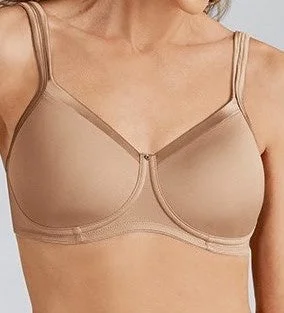 Bra with a cross - back strap design for a trendy look Mastectomy Bra 'Lara Satin Moulded Wire Free Cup' Sand Bra with a cross - back strap design for a trendy look Mastectomy Bra 'Lara Satin Moulded Wire Free Cup' Sand