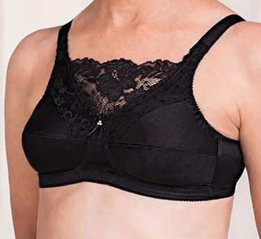 Bra with a low - cut cup for a more revealing style Mastectomy Bra 'Jessica Lace Camisole' Black Bra with a low - cut cup for a more revealing style Mastectomy Bra 'Jessica Lace Camisole' Black