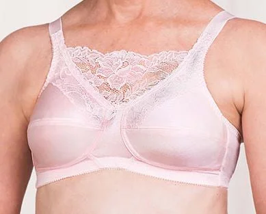 Bra with a matte finish for a more subdued appearance Mastectomy Bra 'Jessica Lace Camisole' Powder Pink Bra with a matte finish for a more subdued appearance Mastectomy Bra 'Jessica Lace Camisole' Powder Pink