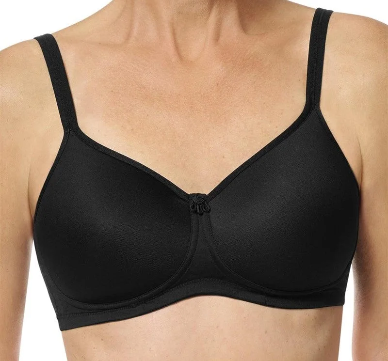 Bra with a seamless memory foam cup for a smooth silhouette​ Mastectomy Bra 'Mara Wire Free Moulded Cup' Black