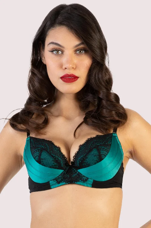 t - shirt bras for a smooth look under clothesMelda Teal Satin And Lace Bra