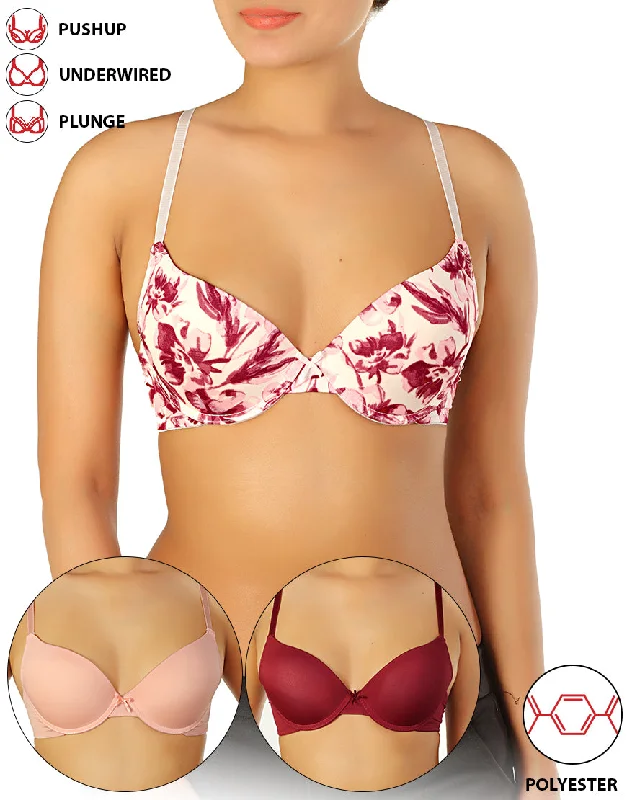 wireless bras for a natural feelPack of 3 Microfiber Wired Pushup T-Shirt Bras-Delicacy