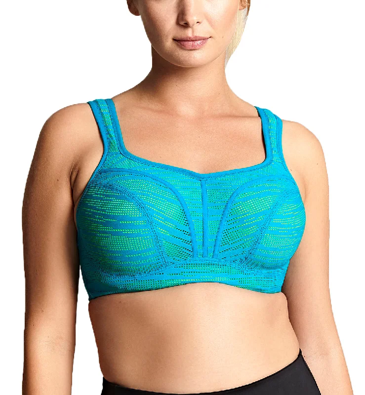 Bra with a foam - lined cup for a more structured shape​ Panache Power Underwire Sports Bra (5021) - Teal/Lime