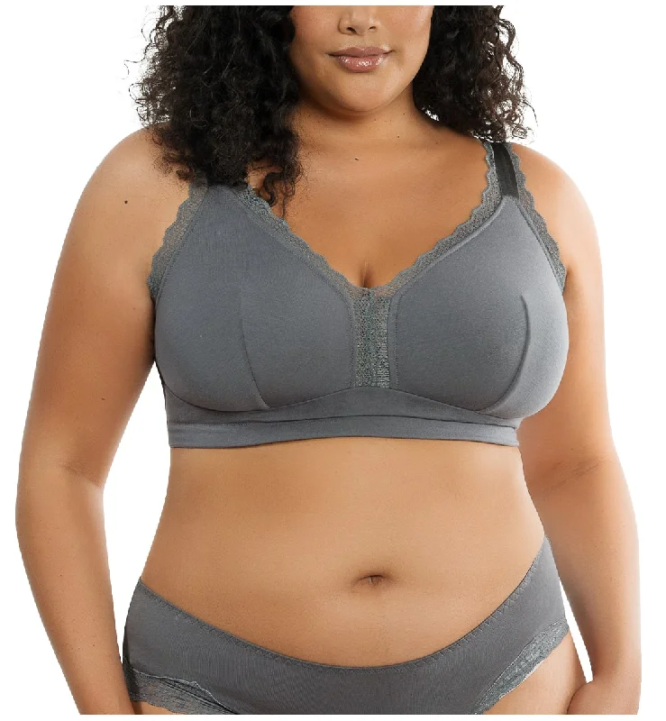 Bra with a plus - size padded strap for reduced shoulder strain Parfait Dalis Soft Modal Bralette with J-Hook (5641) - Charcoal Bra with a plus - size padded strap for reduced shoulder strain Parfait Dalis Soft Modal Bralette with J-Hook (5641) - Charcoal