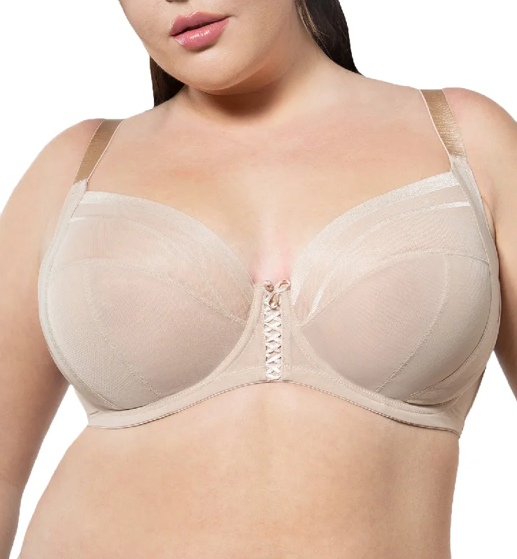 Bra with a mesh panel for added breathability Parfait Shea Sheer Unlined Plunge Underwire Bra (P6062) - Bare Bra with a mesh panel for added breathability Parfait Shea Sheer Unlined Plunge Underwire Bra (P6062) - Bare