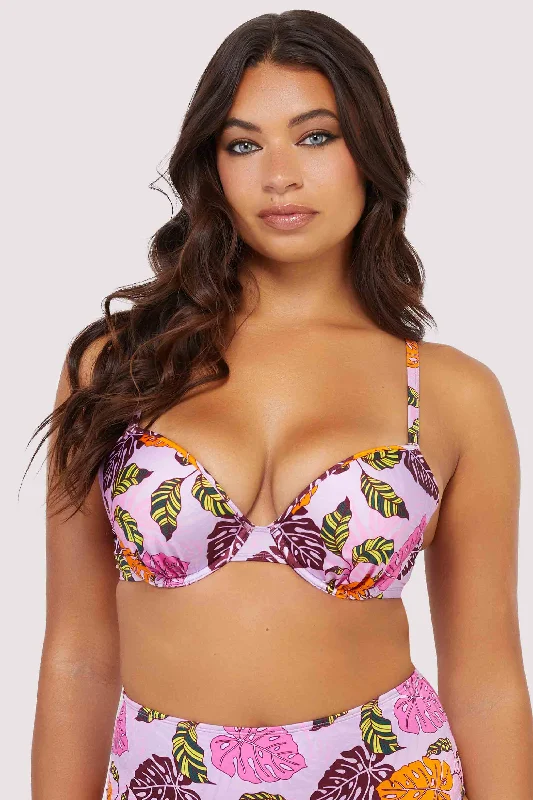 padded wireless bras for light supportRiley Fuller Bust Mix & Match Pink Palm Print Plunge Bikini Top padded wireless bras for light supportRiley Fuller Bust Mix & Match Pink Palm Print Plunge Bikini Top