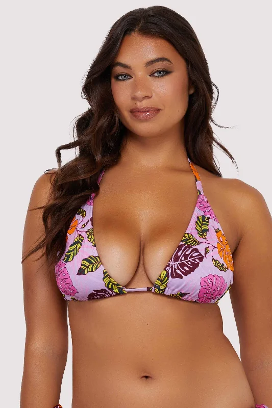 sports bras for high impact workoutsRiley Fuller Bust Mix & Match Pink Palm Print Triangle Bikini Top