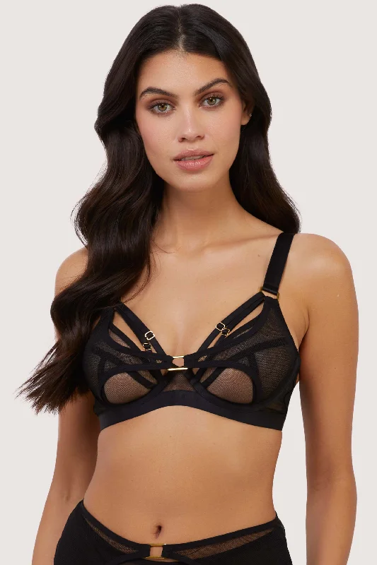 supportive underwire bras for large bustsHolland Strappy Fishnet and Mesh Plunge Bra supportive underwire bras for large bustsHolland Strappy Fishnet and Mesh Plunge Bra