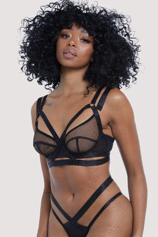 Bra with a racerback design for better mobility​ Danielle Black Harness Balcony Bra