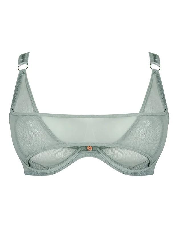 sexy lace push up bras for special occasionsScantilly Peep Show Deep Plunge Bra Sage Green