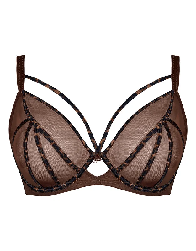 sleep bras for all night comfortScantilly Senses Plunge Bra Leopard Brown