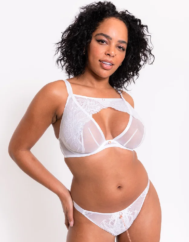 padded wireless bras for light supportScantilly Unveiled Deep Plunge Bra White