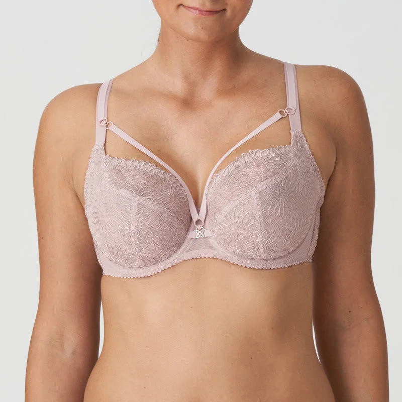 Bra with a textured fabric for added visual interest​ Sophora Tulip Shape Balconnet Bra (Bois de Rose) C-G Cup