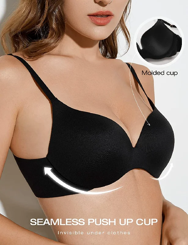 Seamless bras for a smooth and invisible look under clothes​ Super Padded T-Shirt Bra Add Two Cups Black