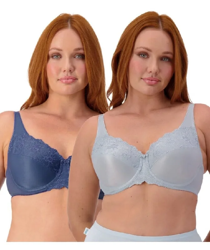 balconette push up bras for a lifted lookTriumph Embroidered Minimiser Bra 2 Pack - Indigo/Pearl balconette push up bras for a lifted lookTriumph Embroidered Minimiser Bra 2 Pack - Indigo/Pearl