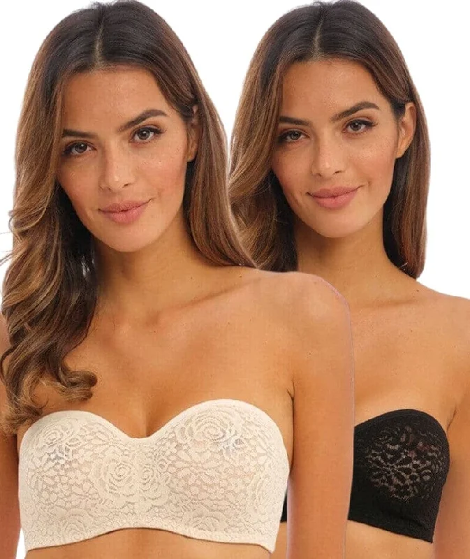 minimizer plus size bras for curvy figuresWacoal Halo Lace Strapless Bra 2 Pack - Nude/Black