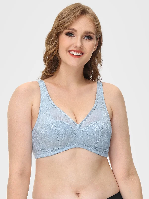 Demi - cup bras for a sexy and revealing look​ Clearance Wirefree Minimizer Full Coverage No Padded Bra Blue